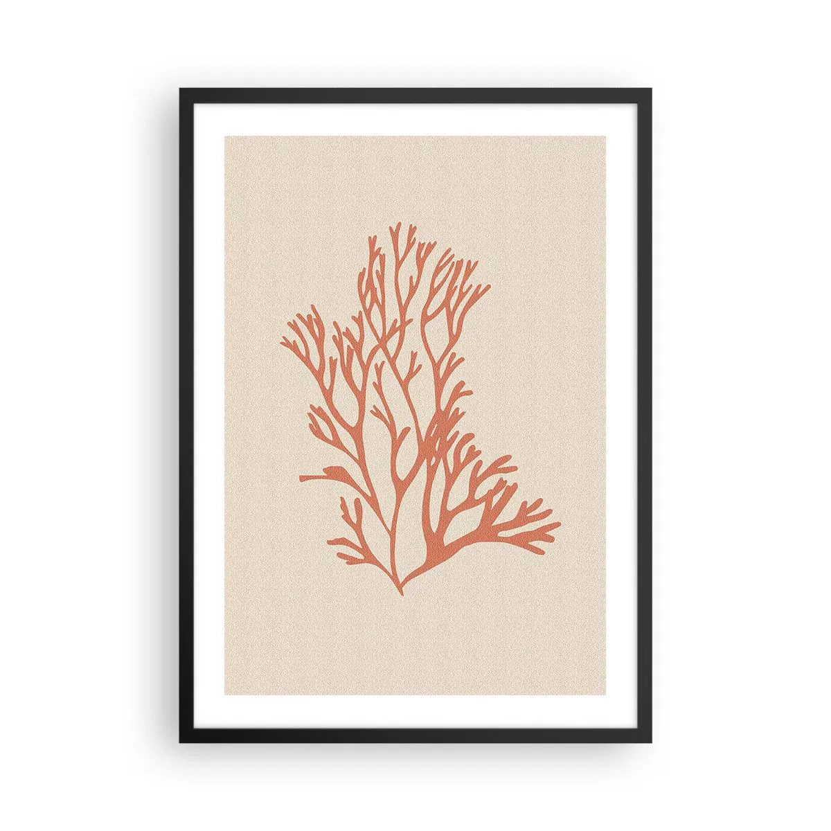 Affiche dans un cadre noir - Poster - Une délicate illustration de corail sur fond clair - 50x70cm - Filigrane de corail - Décoration murale moderne pour le salon et la chambre ARTTOR