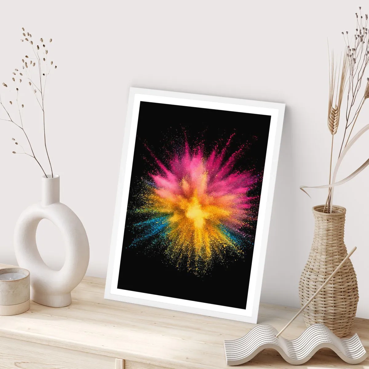 Affiche dans un cadre blanc - Poster - Origine des couleurs - 50x70 cm