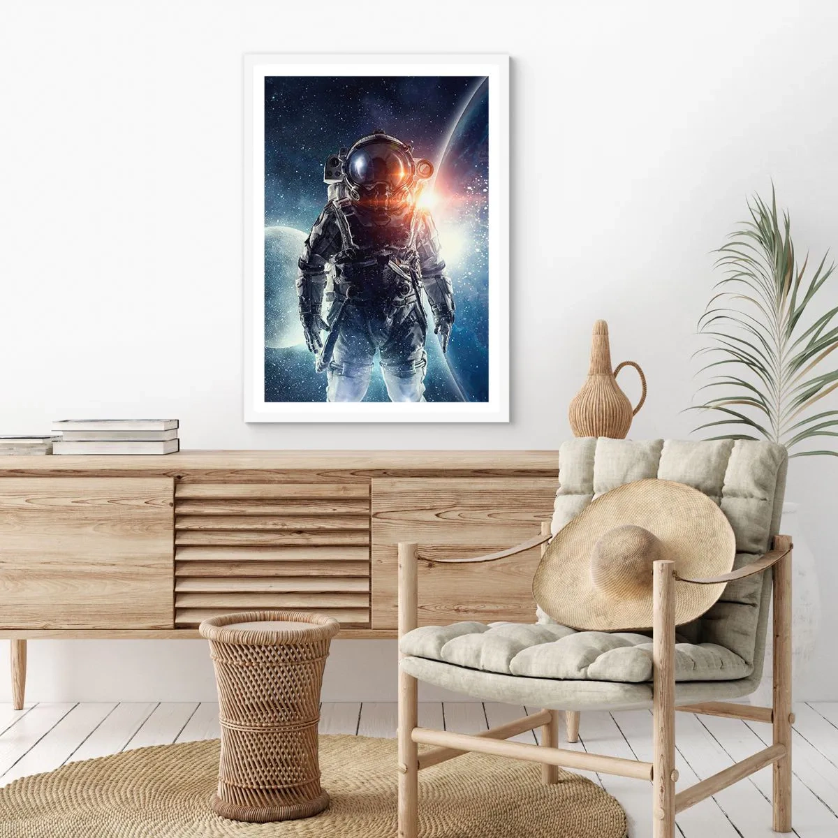Affiche dans un cadre blanc - Poster - Aventure spatiale - 40x50 cm
