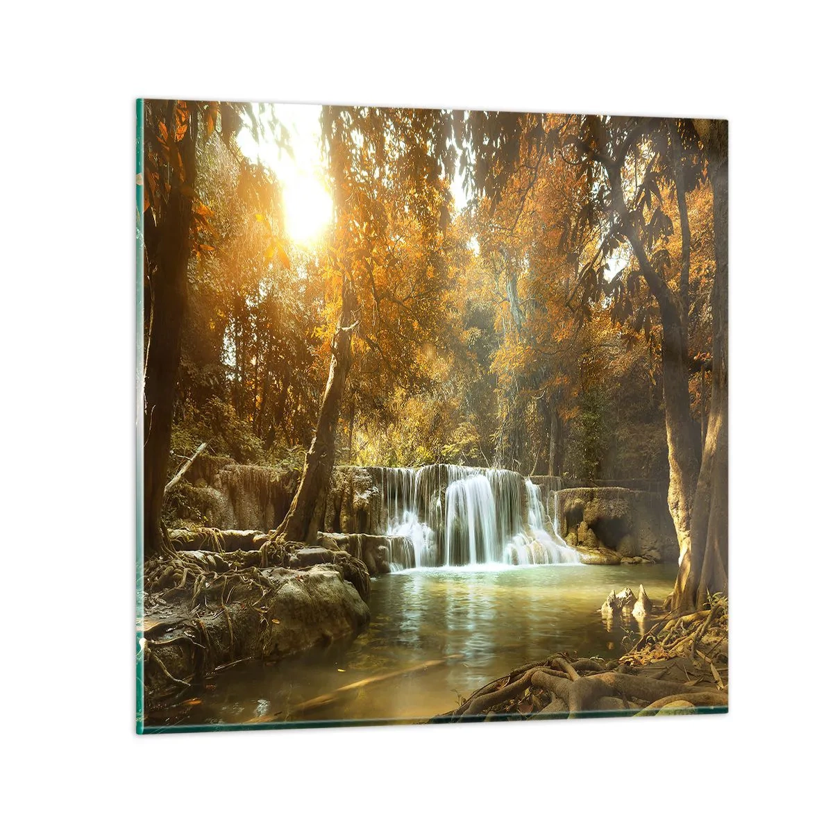 Impression sur verre - Image sur verre - Cascade du parc - 40x40 cm