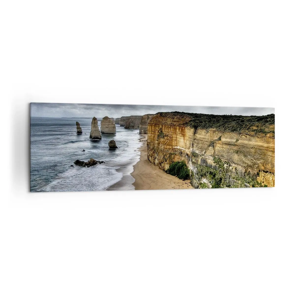 Impression sur toile - Image sur toile - Côte rocheuse avec plage et formations rocheuses - 160x50cm - Beauté brute - Décoration murale moderne pour le salon et la chambre ARTTOR