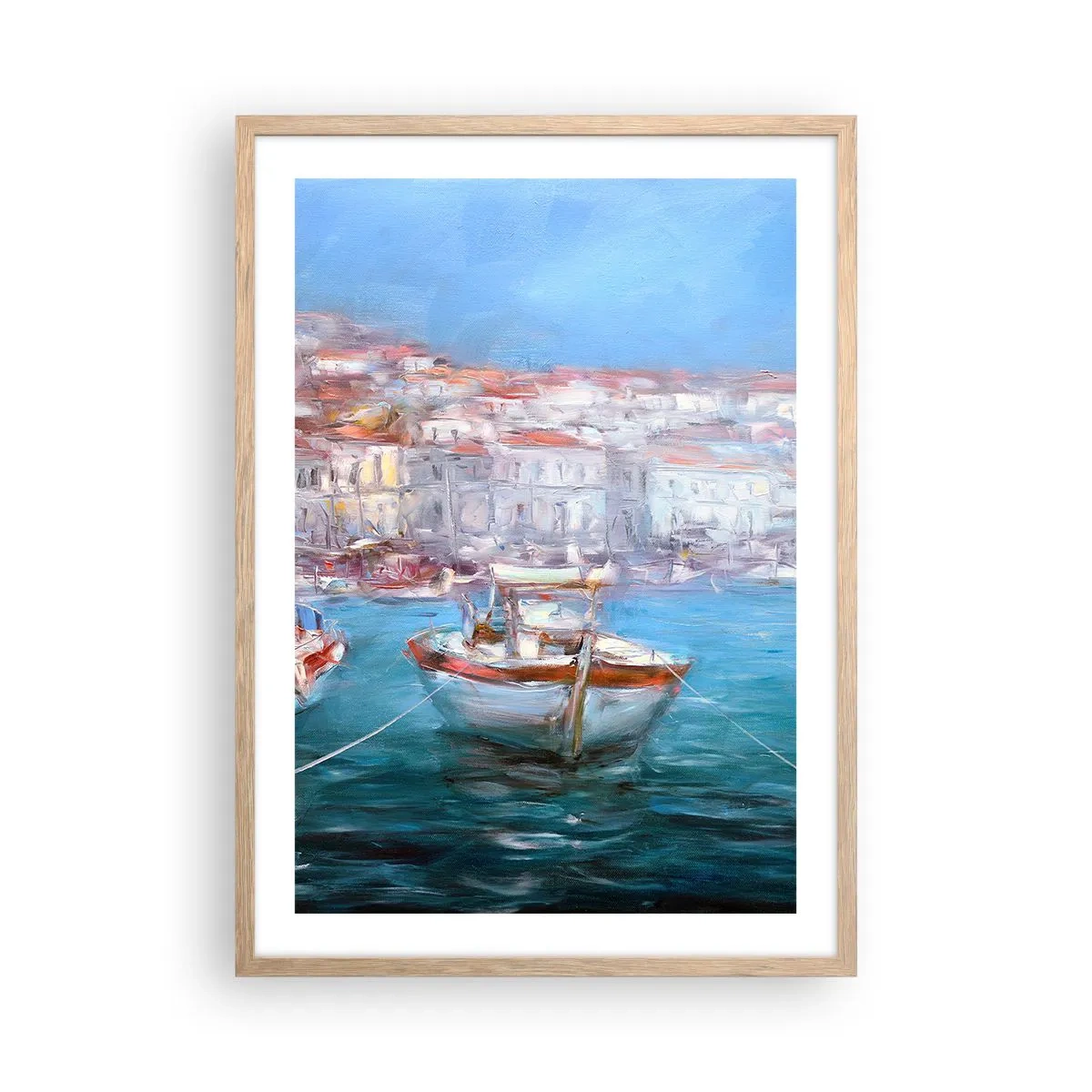 Affiche dans un chêne clair - Poster - Baie italienne - 50x70 cm