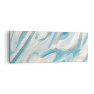 Impression sur toile - Image sur toile - Des stries bleues abstraites sur un fond clair - 140x50cm - Brise printanière - Décoration murale moderne pour le salon et la chambre ARTTOR