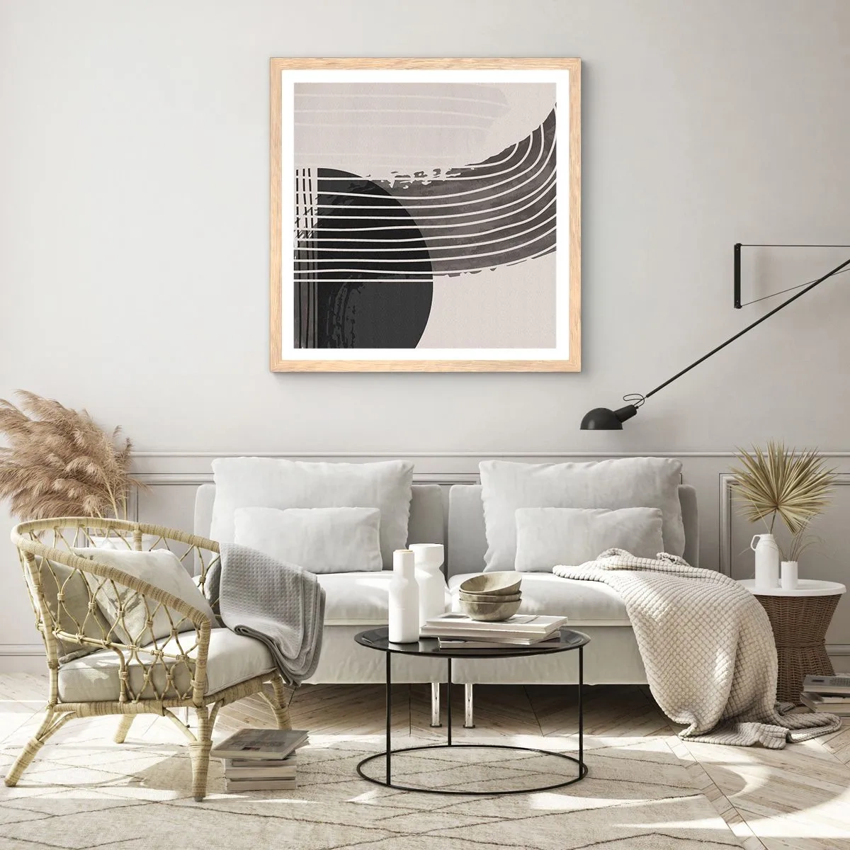 Affiche dans un chêne clair - Poster - Aller et retour - 30x30 cm