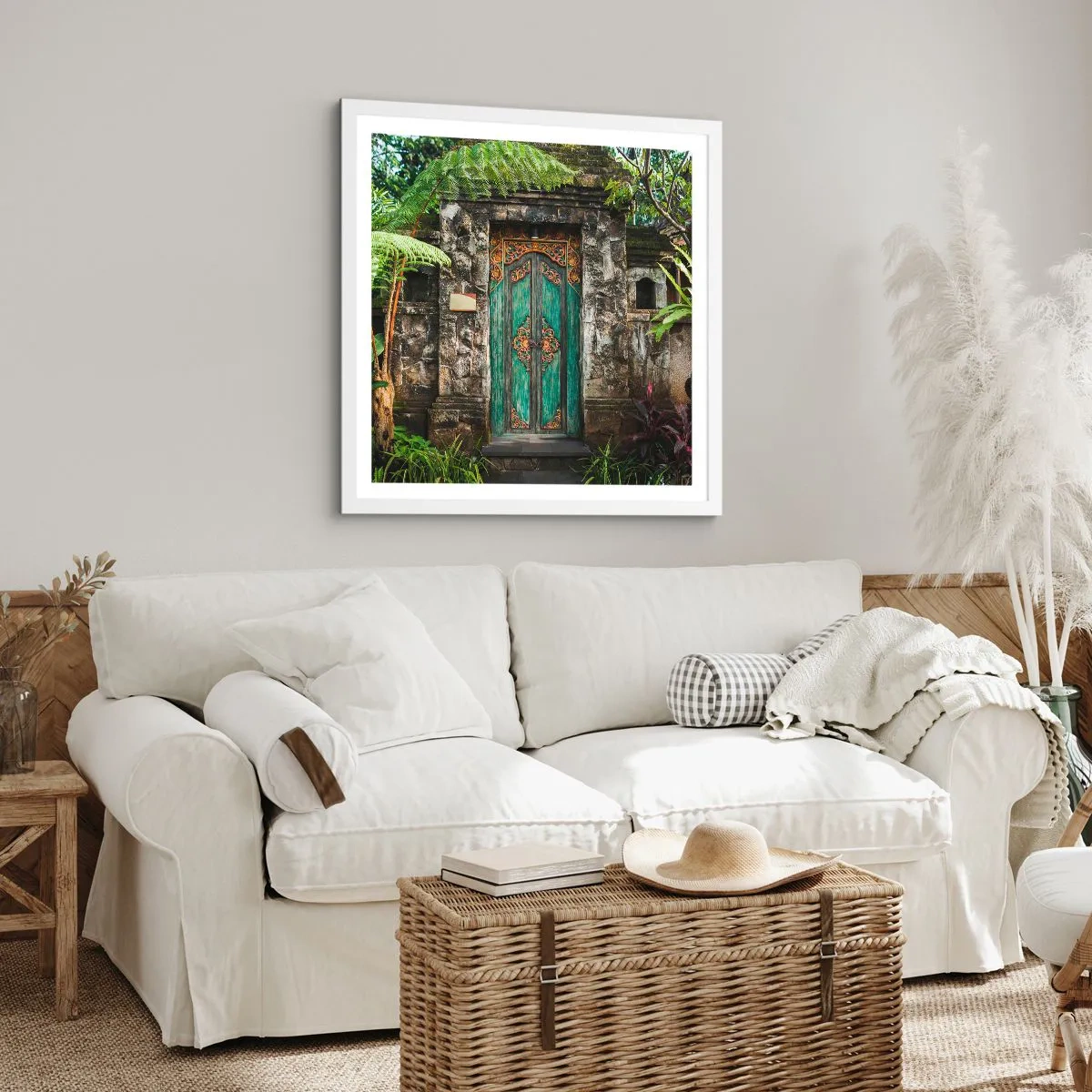 Affiche dans un cadre blanc - Poster - Porte vers un monde exotique - 30x30 cm