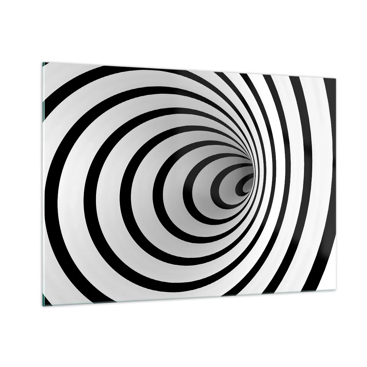Impression sur verre - Image sur verre - Motif en spirale abstrait en noir et blanc - 100x70cm - Tu ne peux pas y résister aussi ? - Décoration murale moderne pour le salon et la chambre ARTTOR