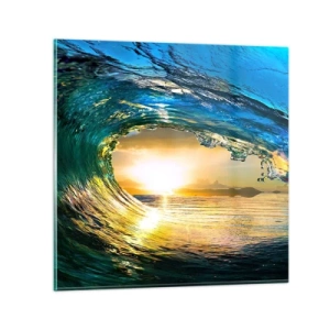 Impression sur verre - Image sur verre - Dans un éclat émeraude-or - 30x30 cm