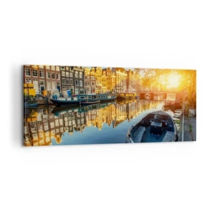 Impression sur toile - Image sur toile - Début de journée à Amsterdam - 100x40 cm