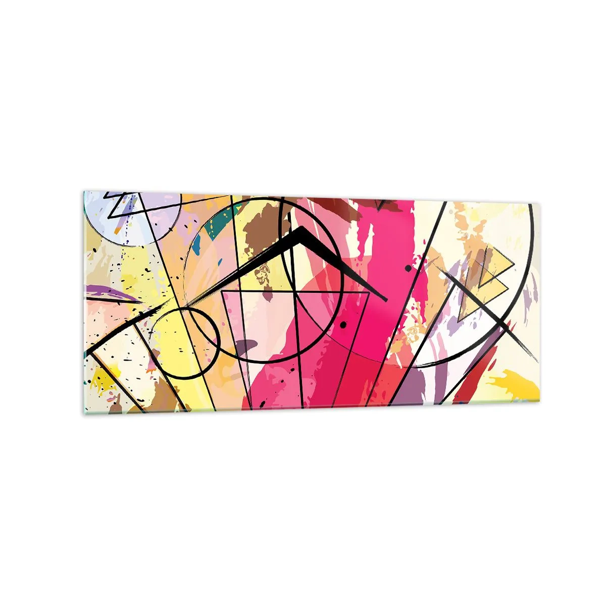 Impression sur verre - Image sur verre - Abstraction avec des lignes et des formes géométriques - 120x50cm - Explosion - Décoration murale moderne pour le salon et la chambre ARTTOR