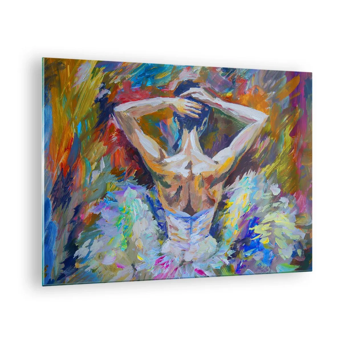 Impression sur verre - Image sur verre - Une ballerine au style expressif, coloré et pictural - 70x50cm - Il se peut que ce soit tout - Décoration murale moderne pour le salon et la chambre ARTTOR