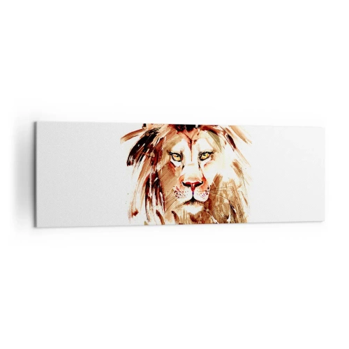 Impression sur toile - Image sur toile - Portrait à l'aquarelle d'un lion aux détails intenses - 160x50cm - Force et dignité - Décoration murale moderne pour le salon et la chambre ARTTOR