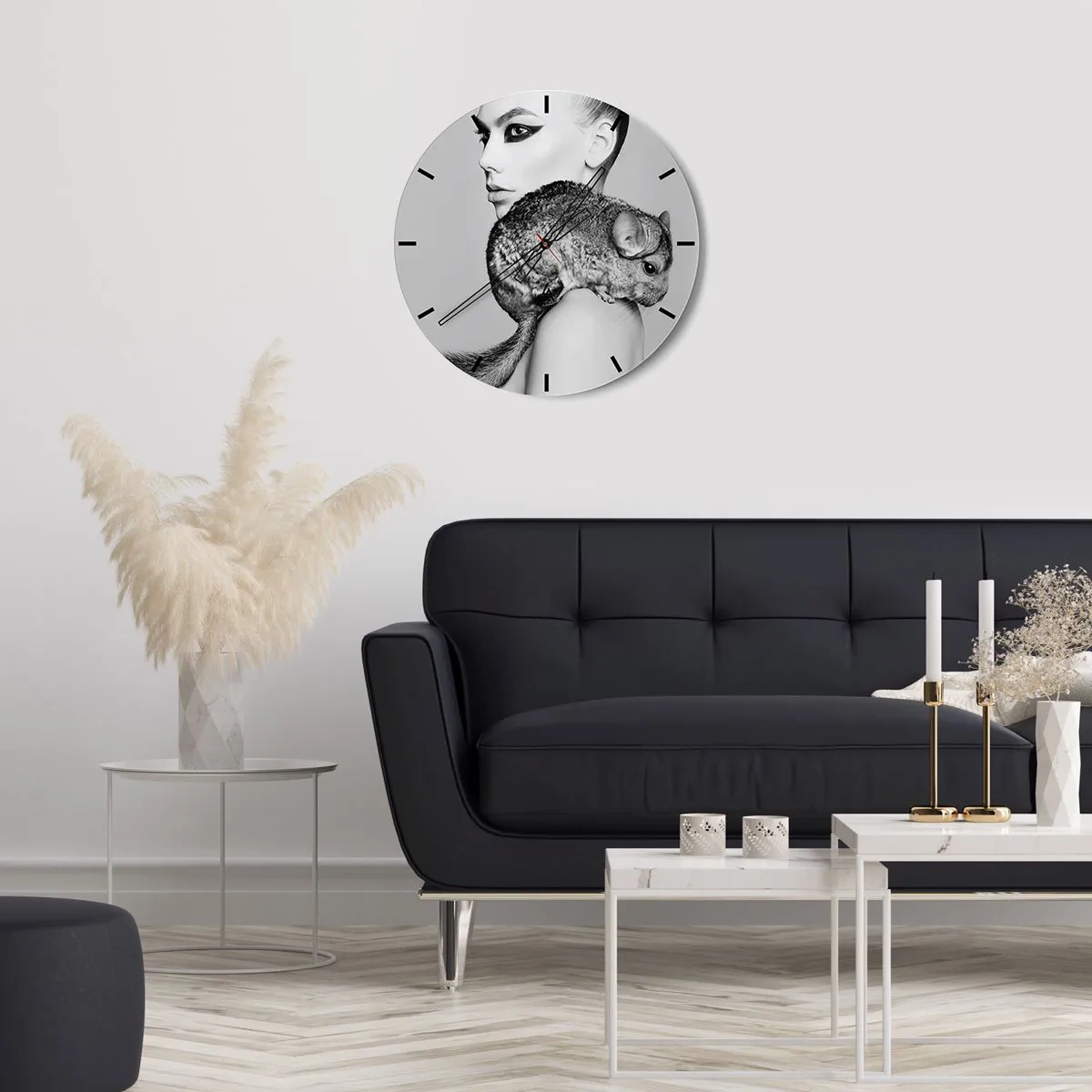 Horloge murale - Pendule murale - Dame au chinchilla - 40x40 cm