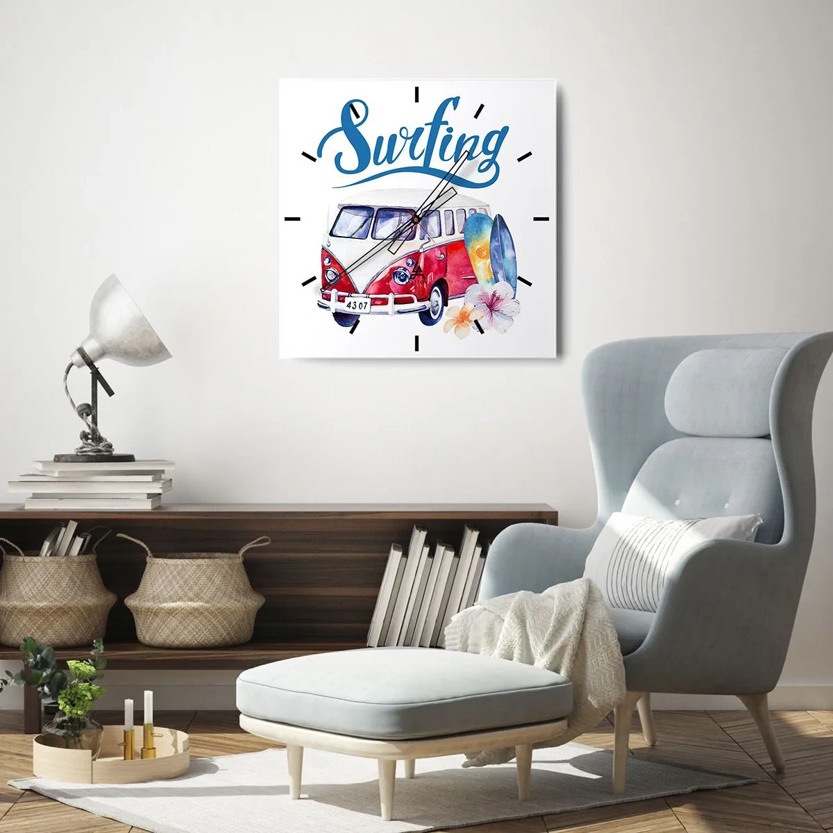 Horloge murale - Pendule murale - Concombre - un classique pour un surfeur - 30x30 cm