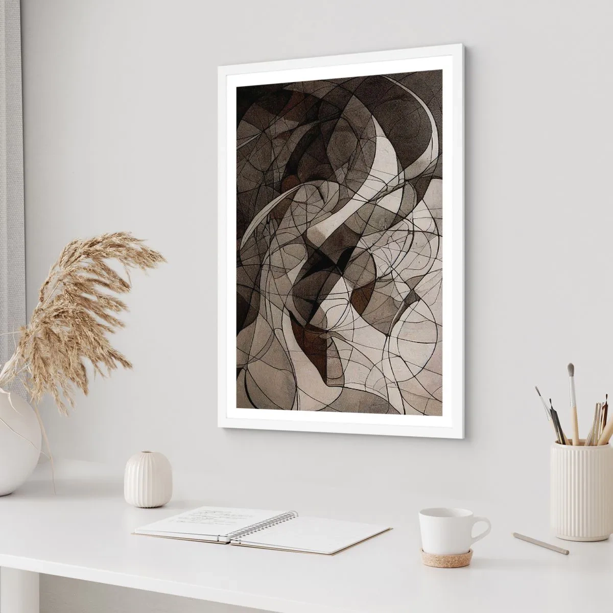 Affiche dans un cadre blanc - Poster - Circulation des couleurs de la terre - 40x50 cm