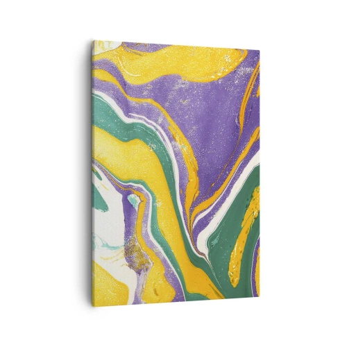 Impression sur toile - Image sur toile - Motif de marbre abstrait aux couleurs vives - 50x70cm - Ondes de couleur - Décoration murale moderne pour le salon et la chambre ARTTOR