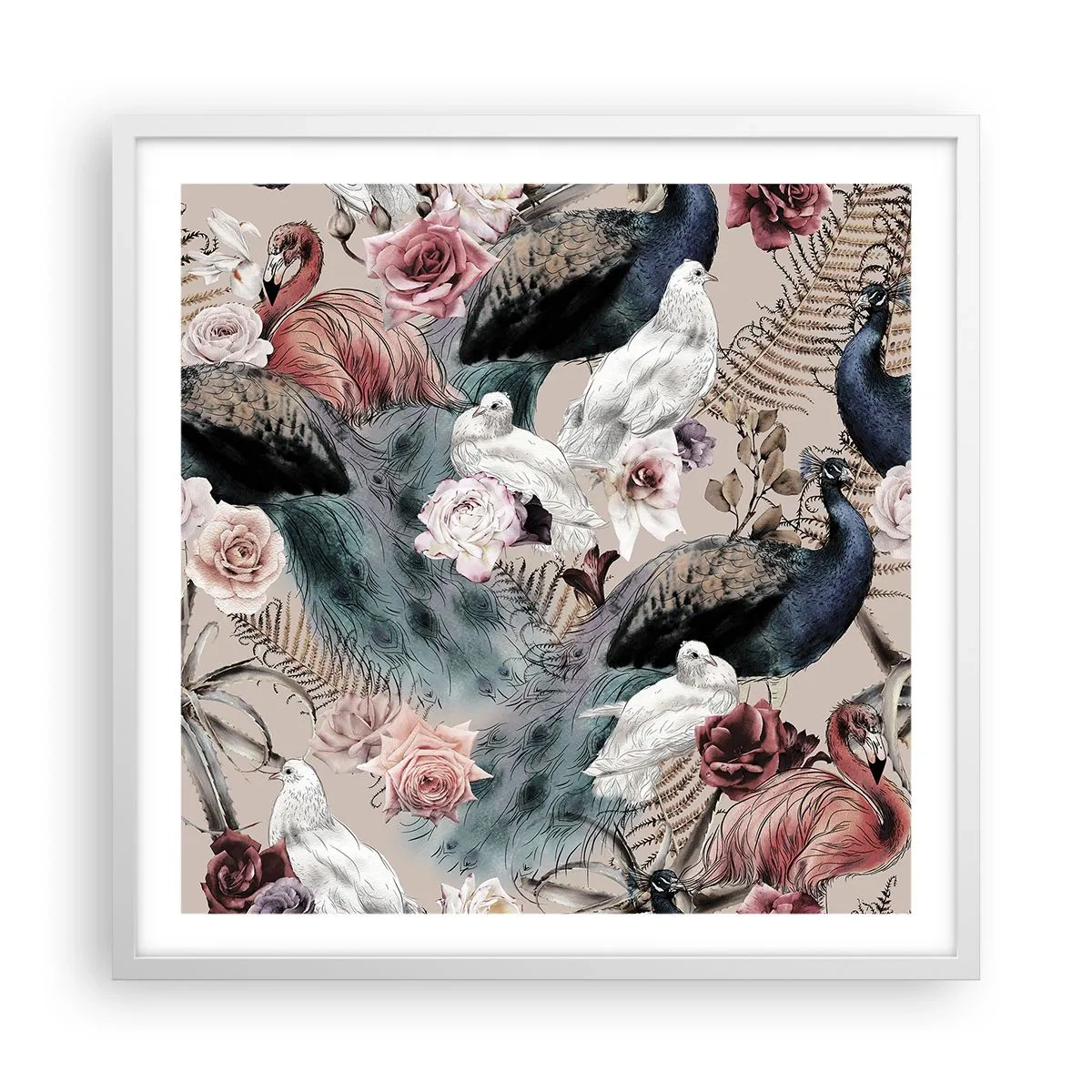 Affiche dans un cadre blanc - Poster - Dans un jardin de palace - 60x60 cm