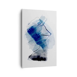 Impression sur toile - Image sur toile - Formes abstraites dans des tons de bleu avec des lignes délicates - 80x120cm - Montagne de glace - Décoration murale moderne pour le salon et la chambre ARTTOR