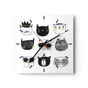 Horloge murale - Pendule murale - Illustrations de chats élégantes dans un style minimaliste - 30x30cm - Tous les autres - Décoration murale moderne pour le salon et la chambre ARTTOR