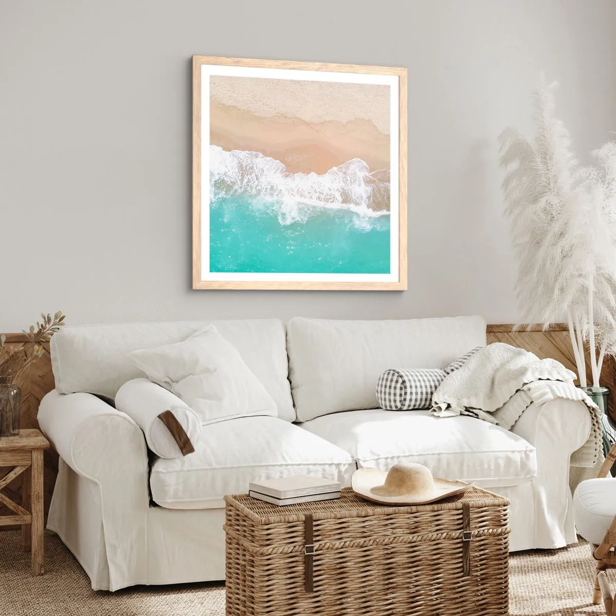 Affiche dans un chêne clair - Poster - Caresse de l'océan - 30x30 cm