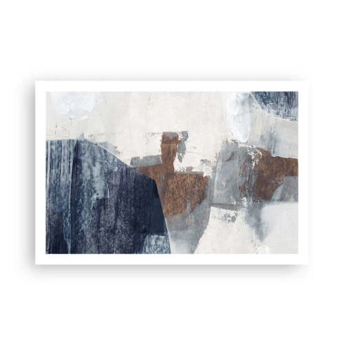 Affiche - Poster - Formes bleues et brunes - 91x61 cm