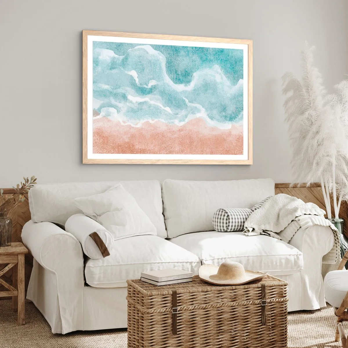 Affiche dans un chêne clair - Poster - Abstraction du nuage - 100x70 cm