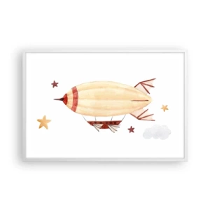 Affiche dans un cadre blanc - Poster - Dirigeable - 91x61 cm