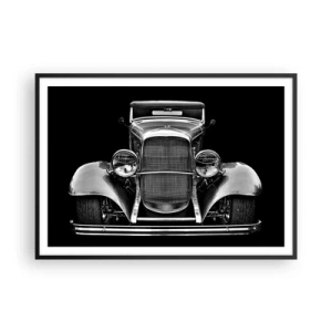 Affiche dans un cadre noir - Poster - Une voiture vintage en noir et blanc - 100x70cm - Un vrai gentleman - Décoration murale moderne pour le salon et la chambre ARTTOR