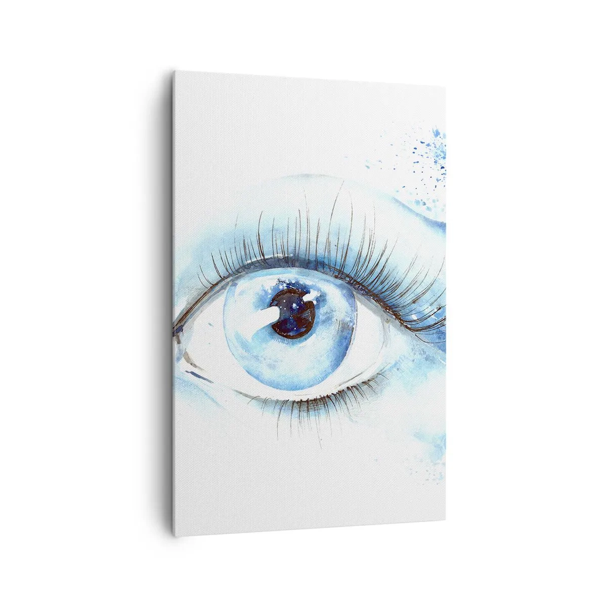 Impression sur toile - Image sur toile - Aquarelle artistique d'un œil avec une vague dynamique - 80x120cm - Plongez-vous dans le bleu du regard - Décoration murale moderne pour le salon et la chambre ARTTOR