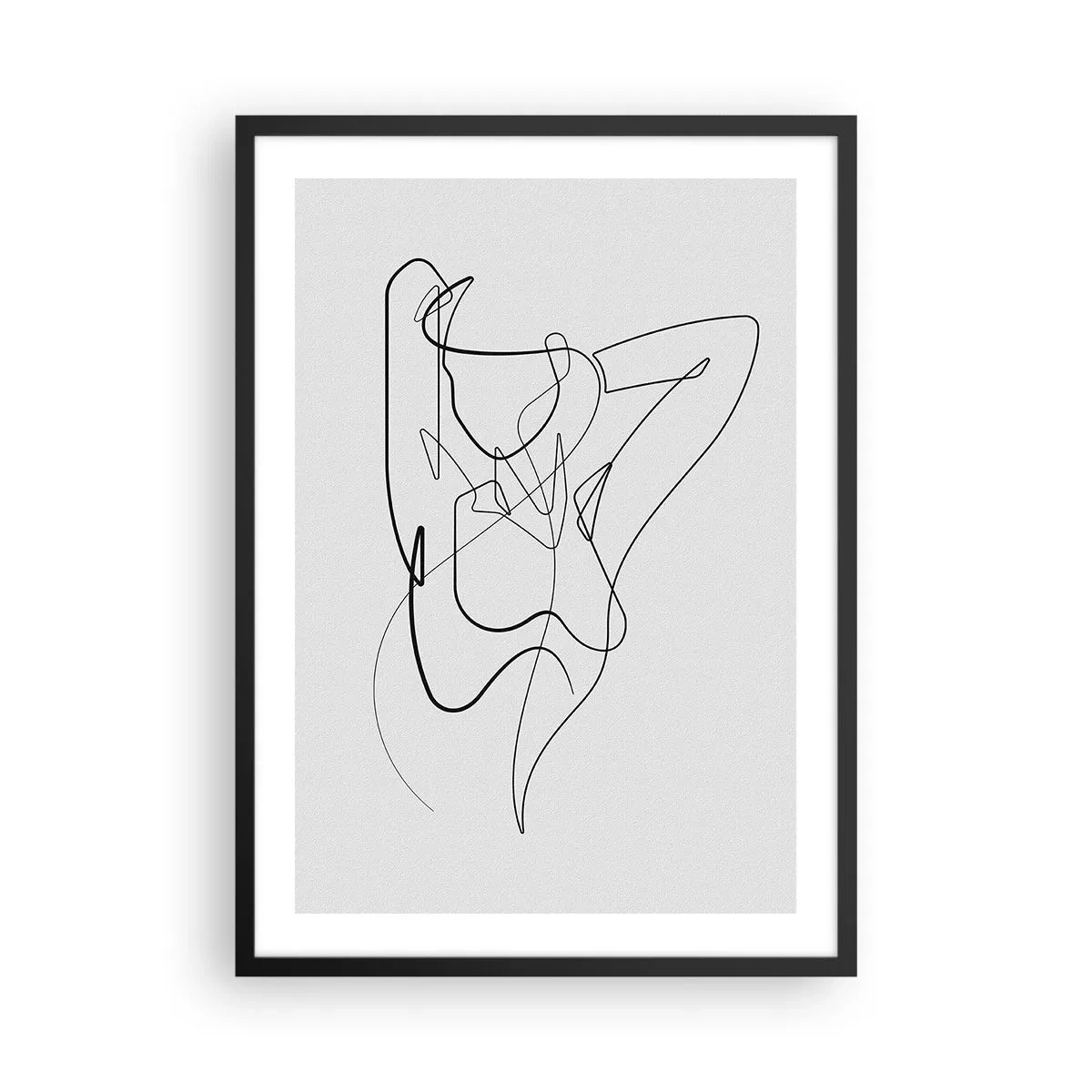 Affiche dans un cadre noir - Poster - Ligne abstraite d'une silhouette féminine sur fond clair - 50x70cm - Vraiment, tu es comme ça... - Décoration murale moderne pour le salon et la chambre ARTTOR