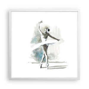 Affiche dans un cadre blanc - Poster - Enchantement du cygne - 60x60 cm