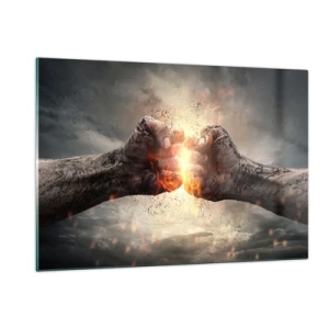 Impression sur verre - Image sur verre - Résistez au combat - 120x80cm - Lève-toi pour le combat - Décoration murale moderne pour le salon et la chambre ARTTOR