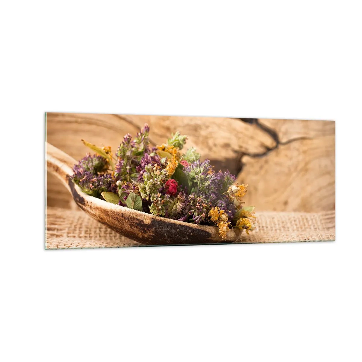 Impression sur verre - Image sur verre - Fleurs colorées et herbes parfumées - 100x40 cm