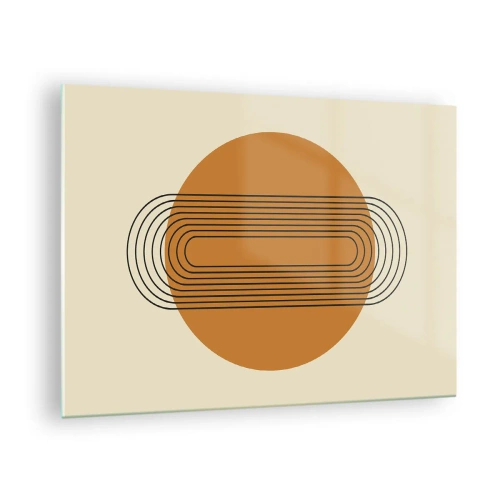 Impression sur verre - Image sur verre - Abstraction géométrique avec des cercles et des lignes - 70x50cm - Plan idéal - Décoration murale moderne pour le salon et la chambre ARTTOR