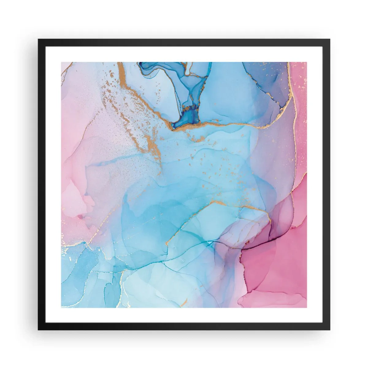 Affiche dans un cadre noir - Poster - Rencontre et mélange - 60x60 cm