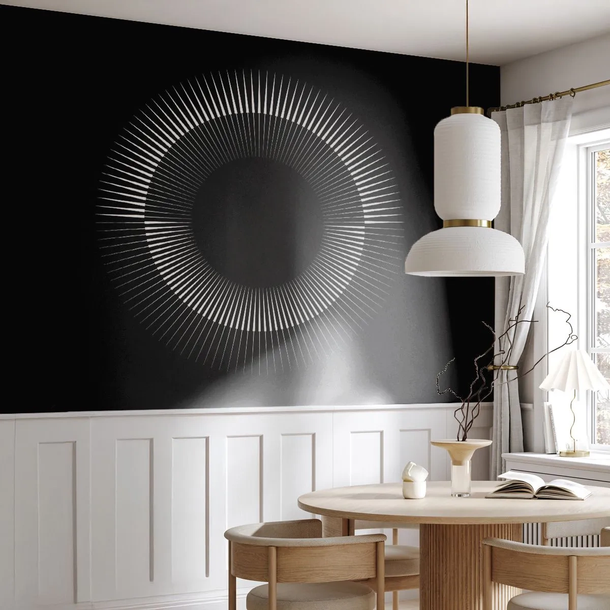Papier Peint Photo Standard Eco - Soleil noir - Sombre, Soleil, Roue - 400x280 cm