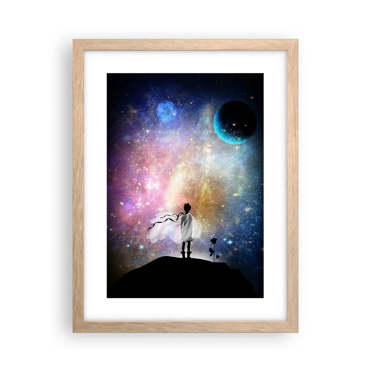 Affiche dans un chêne clair - Poster - Le Petit Prince - 30x40 cm