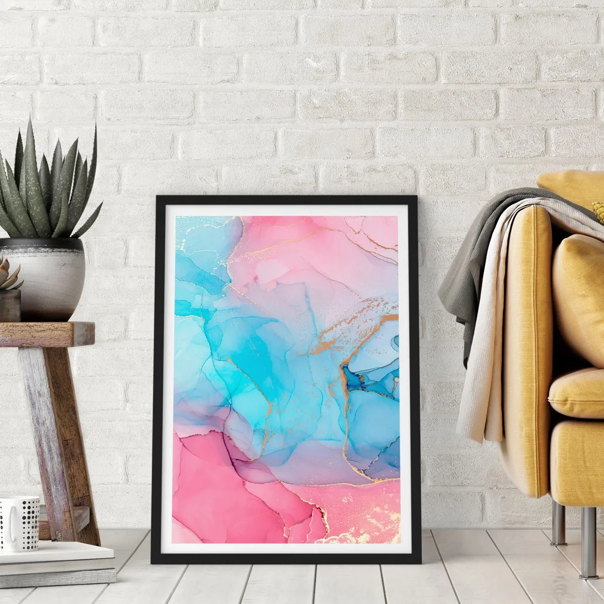 Affiche dans un cadre noir - Poster - Rencontre et mélange - 40x50 cm