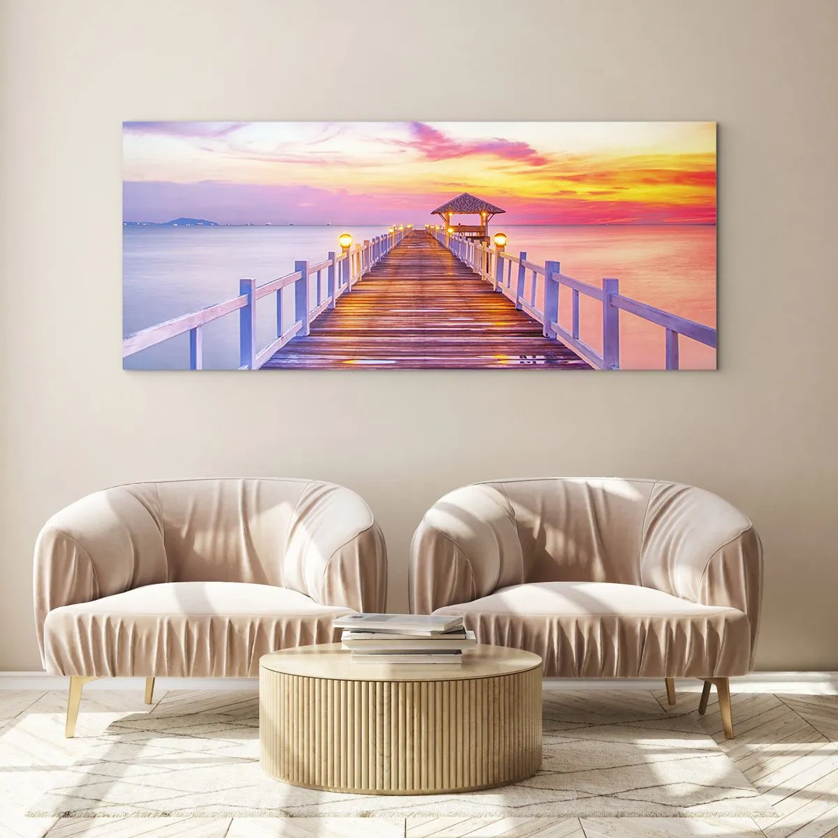 Impression sur verre - Image sur verre - Le silence lilas-doré du soir - 100x40 cm