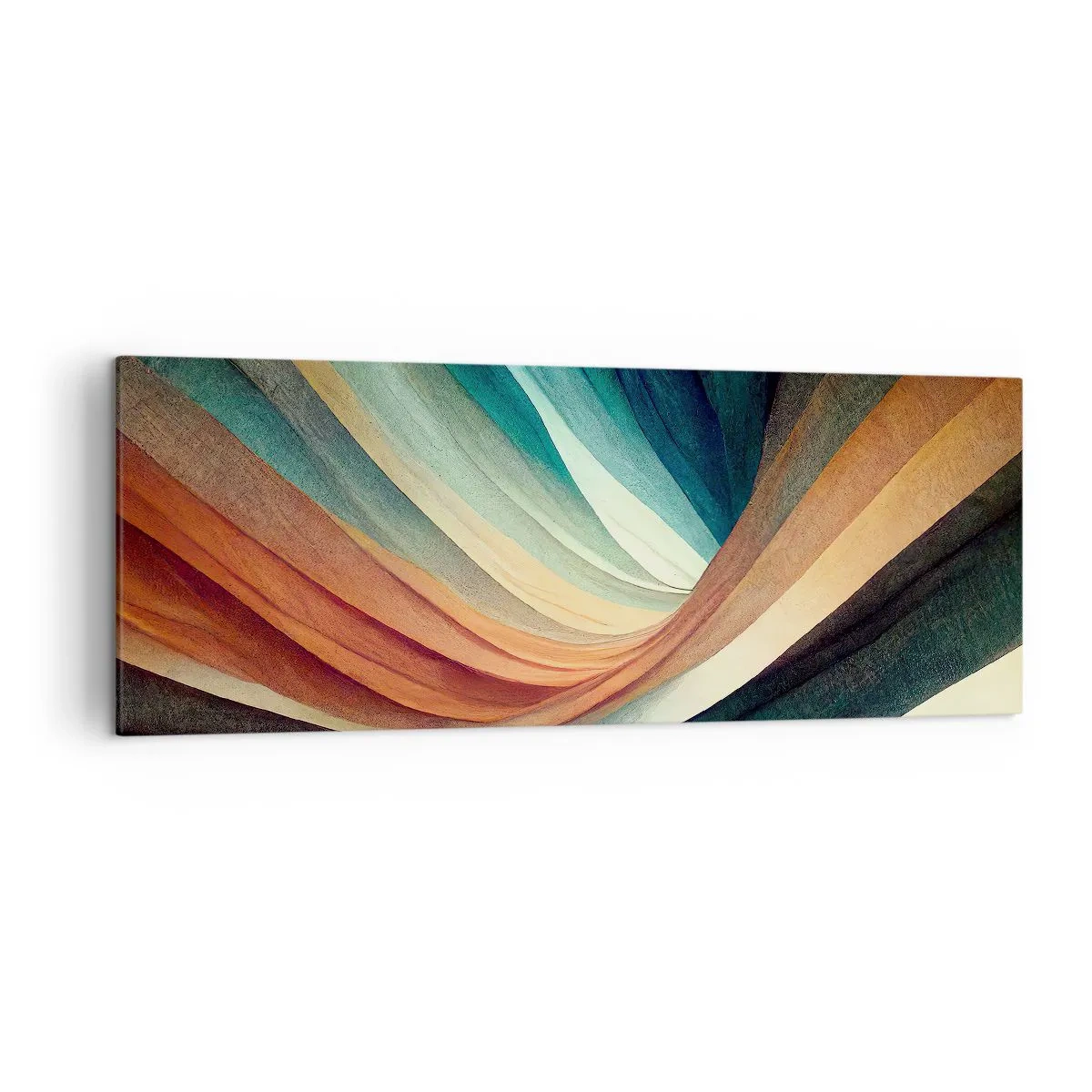 Impression sur toile - Image sur toile - Vagues abstraites dans des tons chauds et froids - 140x50cm - Tissé à partir de couleurs - Décoration murale moderne pour le salon et la chambre ARTTOR