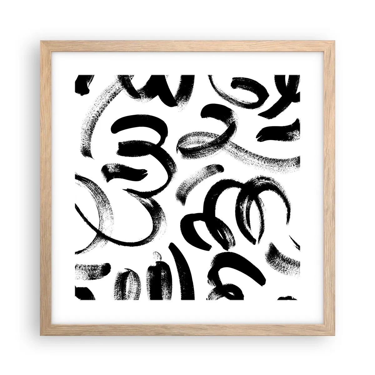 Affiche dans un chêne clair - Poster - Noir sur blanc - 40x40 cm