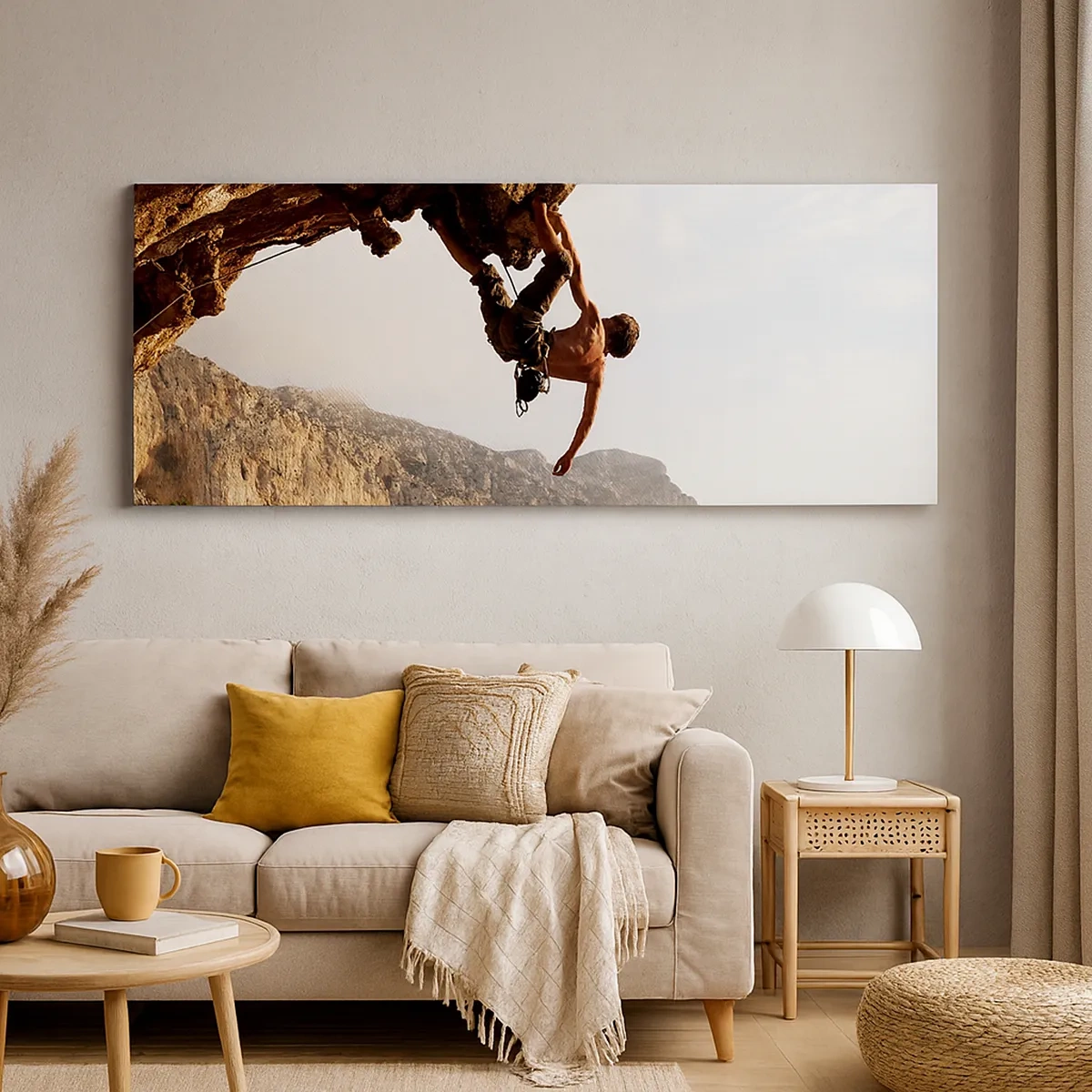 Impression sur toile - Image sur toile - Le monde rétréci dans une main sur une coupe de rocher - 30x30 cm