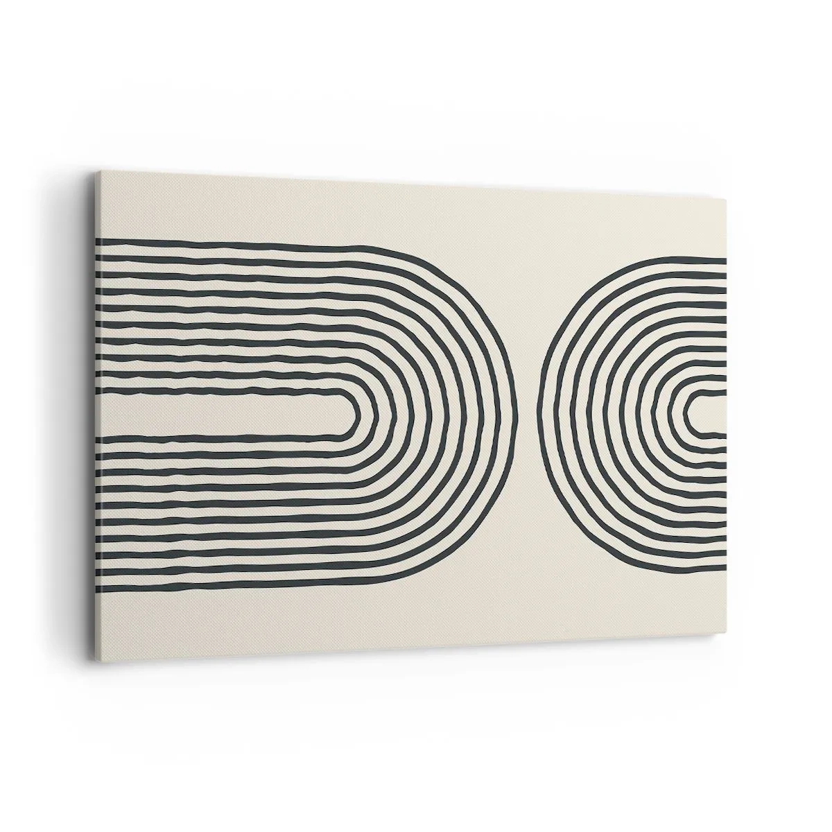 Impression sur toile - Image sur toile - Motif géométrique abstrait avec des lignes symétriques sur un fond clair - 120x80cm - Dans un instant... - Décoration murale moderne pour le salon et la chambre ARTTOR