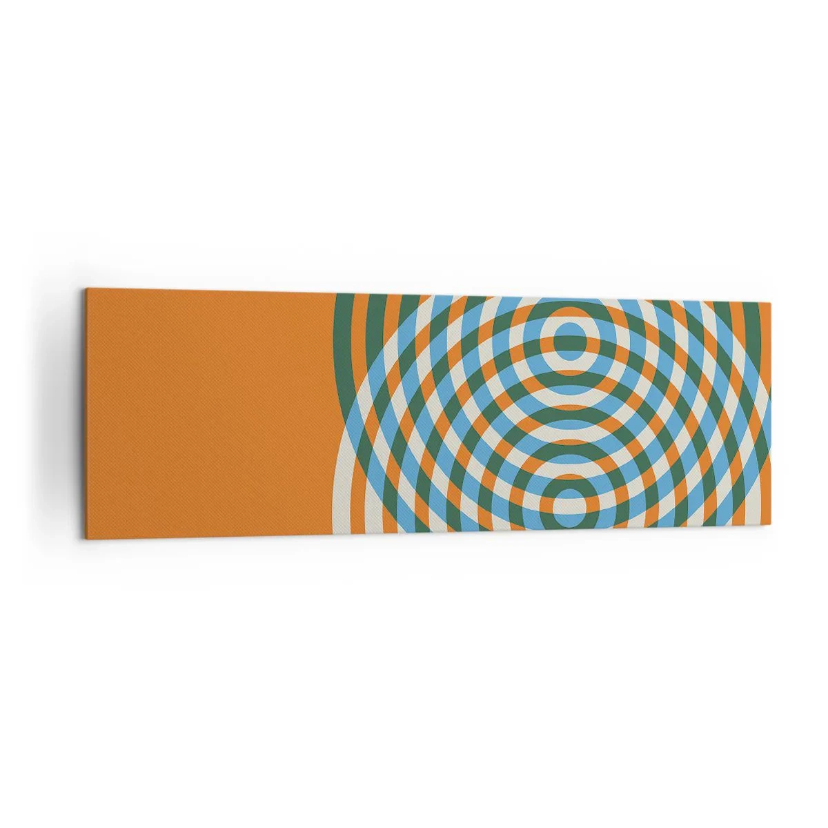 Impression sur toile - Image sur toile - Cercles concentriques sur fond orange - 160x50cm - Variation circulaire abstraite - Décoration murale moderne pour le salon et la chambre ARTTOR