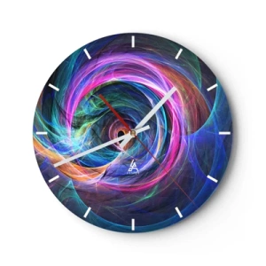 Horloge murale - Pendule murale - Une abstraction tourbillonnante colorée pleine d'énergie dynamique - 30x30cm - Où m'emmènes-tu ? - Décoration murale moderne pour le salon, la cuisine et la chambre ARTTOR