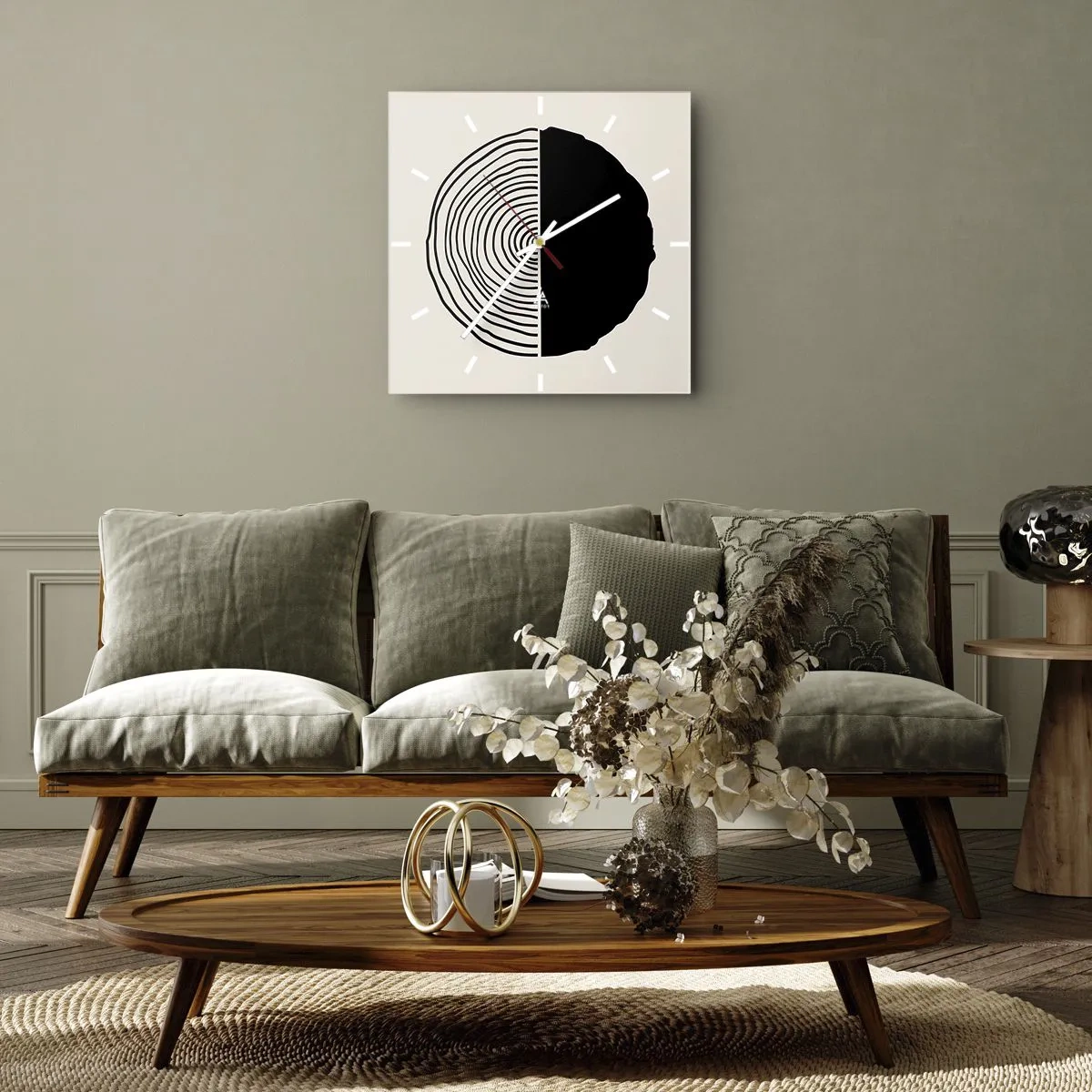 Horloge murale - Pendule murale - Moitié-moitié - 30x30 cm