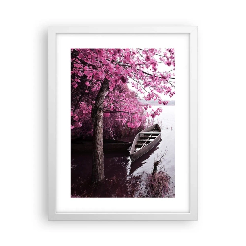 Affiche dans un cadre blanc - Poster - Dans un silence rose - 30x40 cm