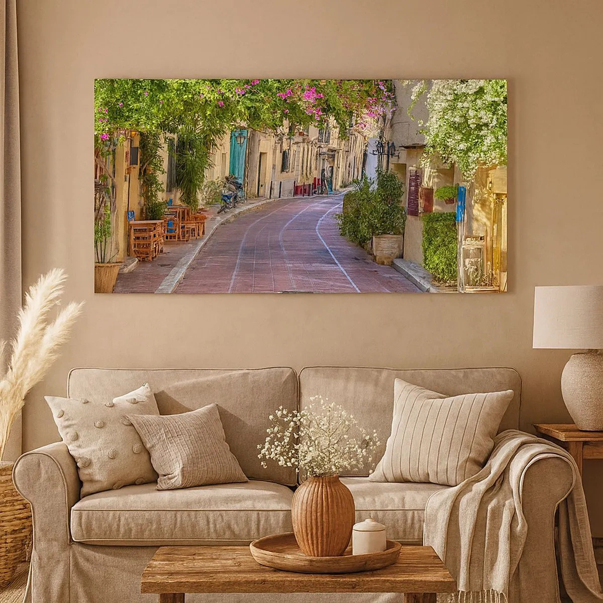 Impression sur toile - Image sur toile - Allée fleurie - 100x40 cm