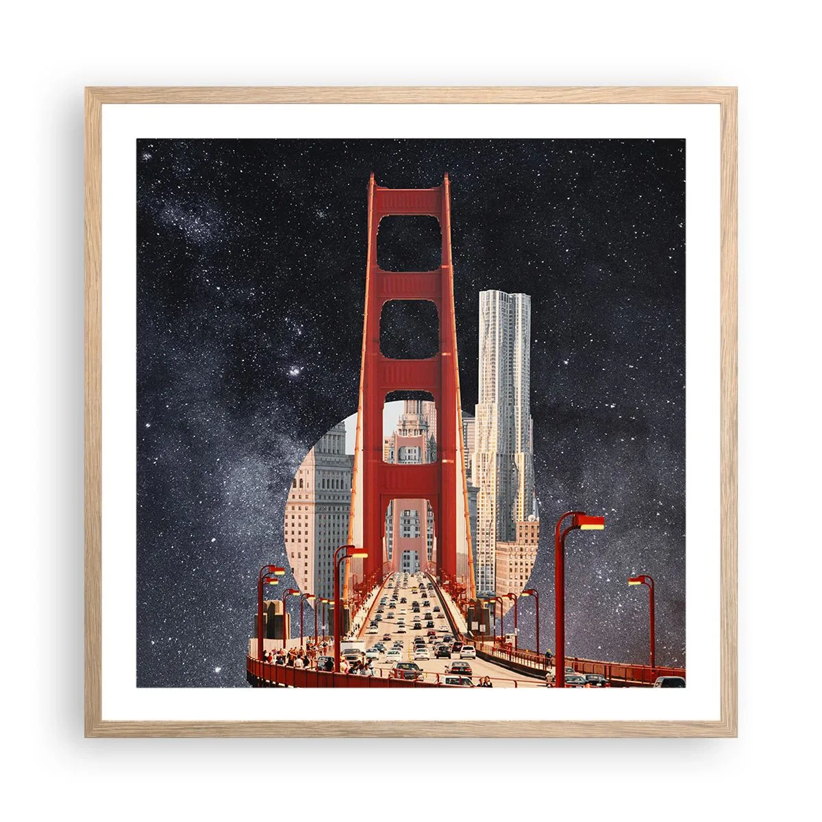 Affiche dans un chêne clair - Poster - Toujours au centre - 60x60 cm