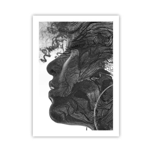 Affiche - Poster - Profil du visage d'une femme avec des motifs et des détails abstraits - 50x70cm - Emmêlé dans les rêves - Décoration murale moderne pour le salon et la chambre ARTTOR