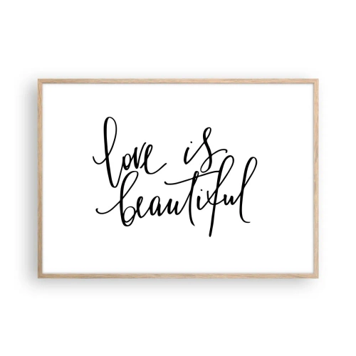 Affiche dans un chêne clair - Poster - Lire et répéter - 100x70 cm